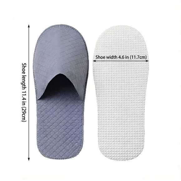 Quilted Closed Toe Slippers with Anti-Slip Sole for Guests,Travel (Unisex) - Picture 4 of 9
